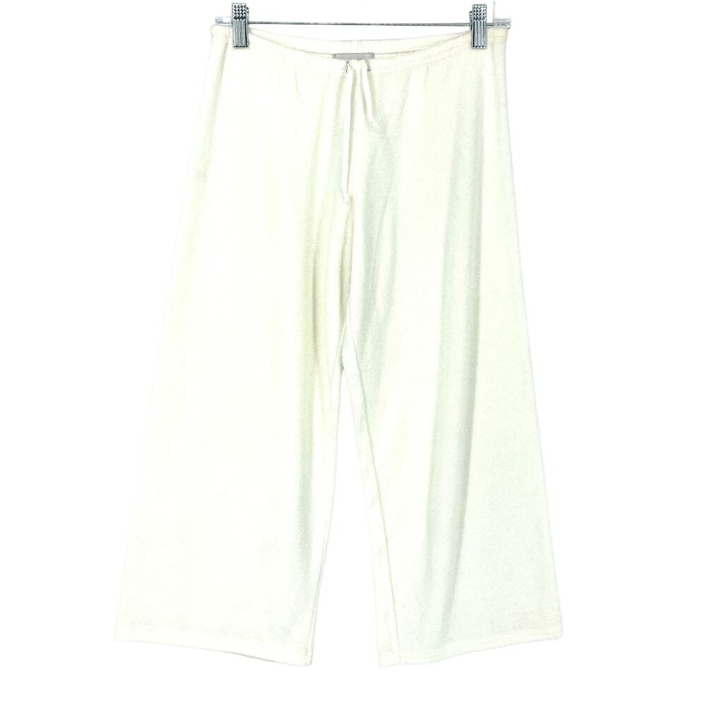FITIGUES Y2K Pants Women's Size XS Terry Cloth Crop Casual Wide Legs Cream